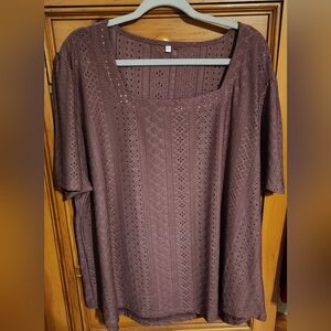 3/$12 Or $5 Each                  Plus Size Mauve Eyelet Top